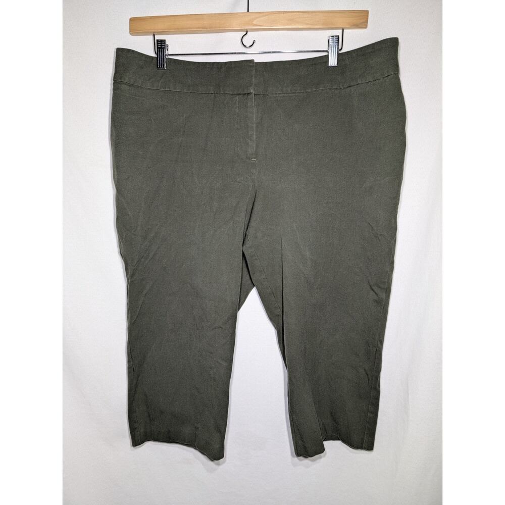 Laura Ashley Womens‎ Plus Size Olive Green Capri Pants Sz 20W Stretch Casual